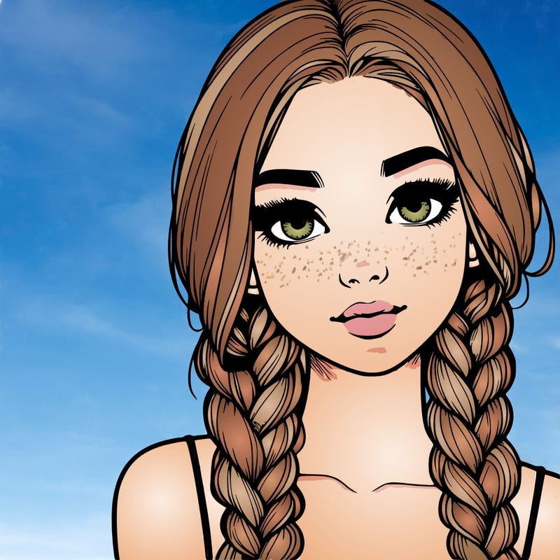 realistic girl with braids