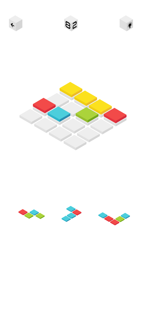 Black Block Blast - A minimalist 3D isometric block puzzle grid with colorful tiles