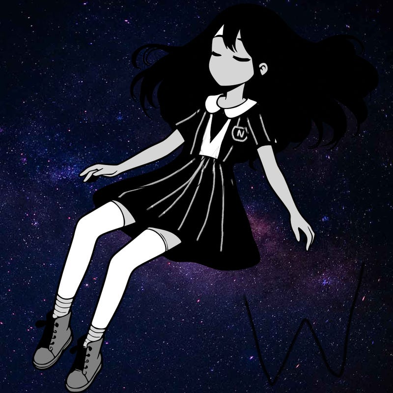 realistic girl floating