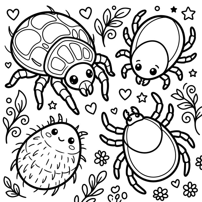 Dive into a uniquely charming coloring adventure with our Kawaii Amber Mites! These adorable, friendly tiny creatures are waiting for young artists to bring them to life with vibrant colors.