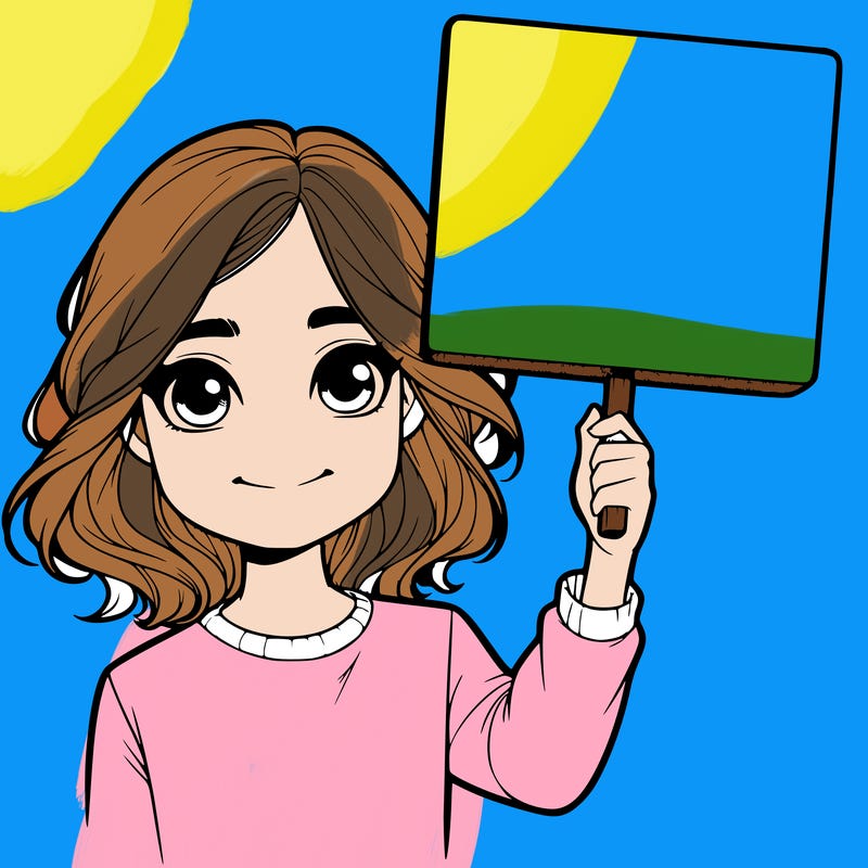 realistic girl holding up a sign