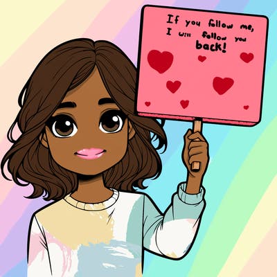 realistic girl holding up a sign