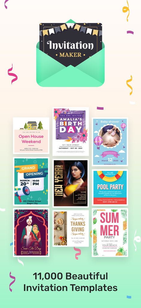 Invitation Maker : Card Maker - A collection of diverse invitation card templates for various special events