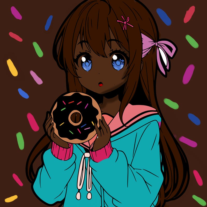 anime girl holding donut