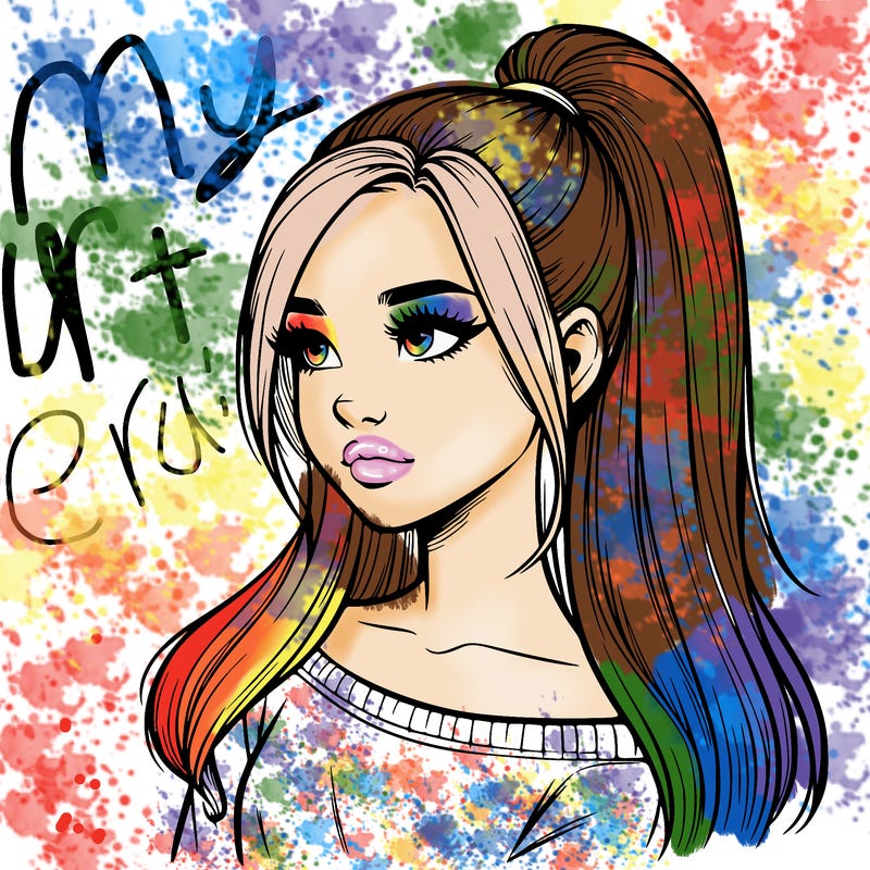 realistic girl with a high ponytail