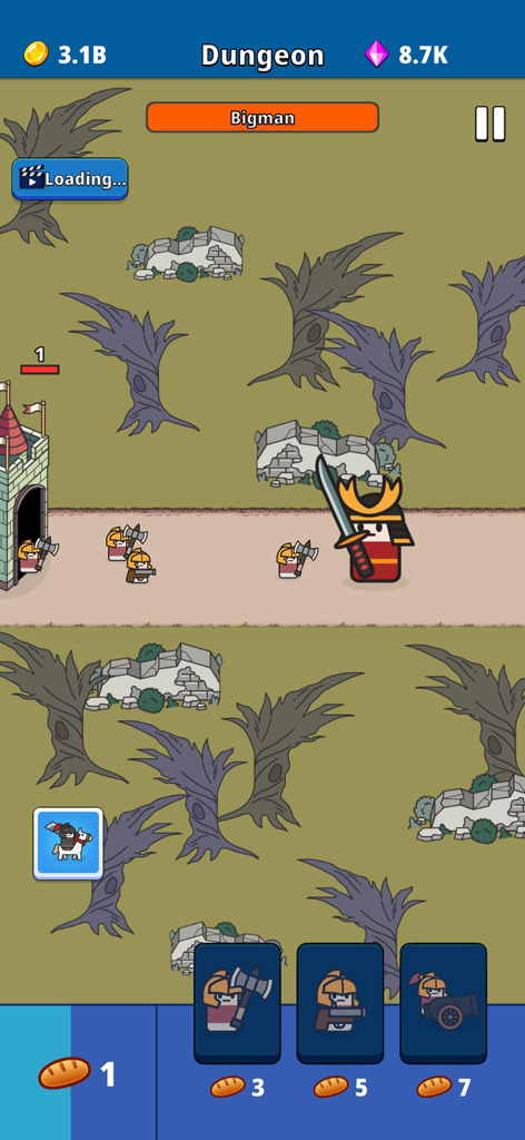 Pocket Guardian : mini TD war - Pocket Guardian mini TD war gameplay showing a samurai hero boss in a dungeon level with strategy unit cards.