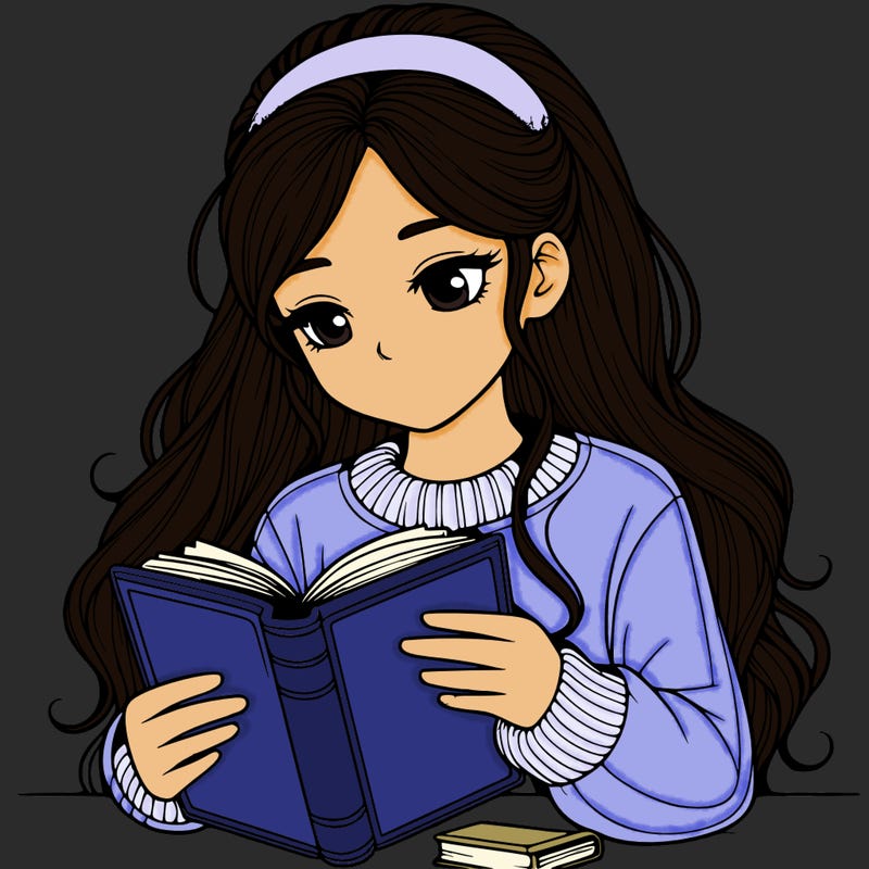 realistic girl reading a book