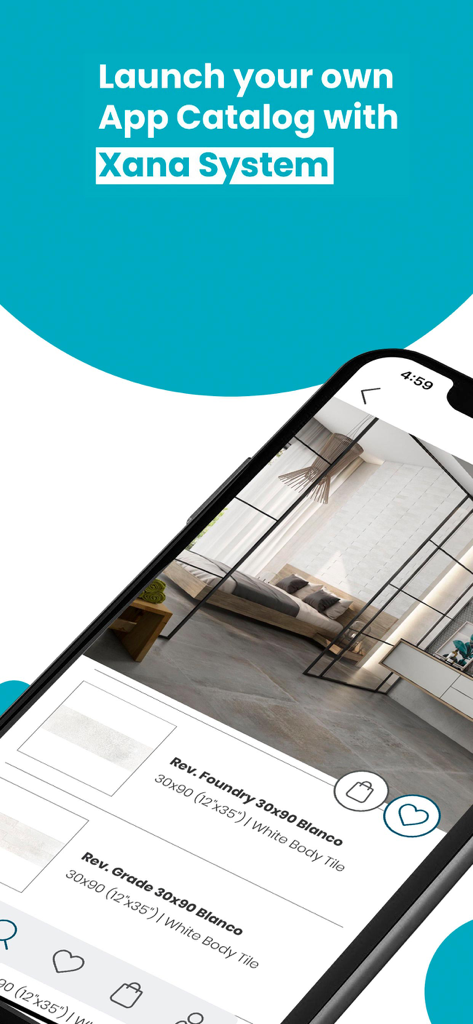 App Catalog Platform mobile interface displaying a digital product catalog for professional sales presentations