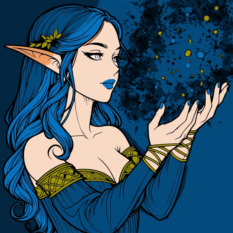 realistic elf girl doing magic