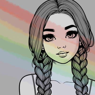 realistic girl with braids