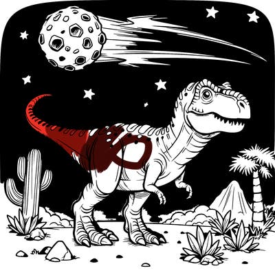 dinosaur with a meteor realistic