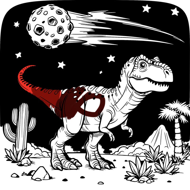 dinosaur with a meteor realistic