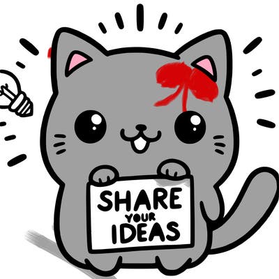 a cute cat saying share your ideas