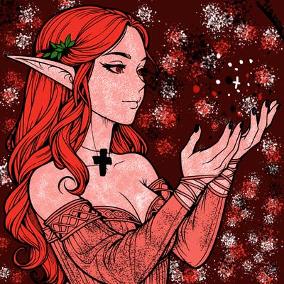 realistic elf girl doing magic