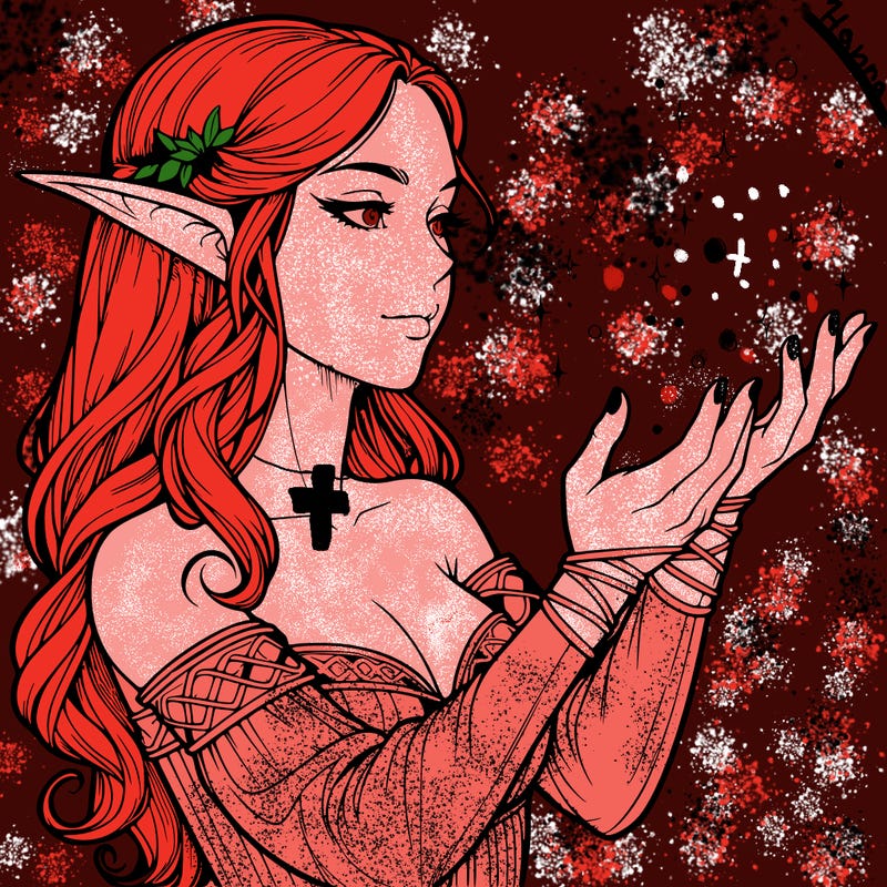 realistic elf girl doing magic