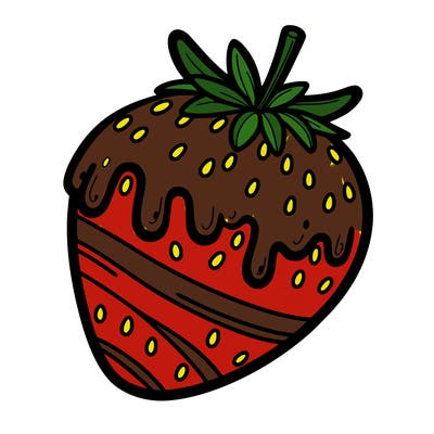 a chocolate covered strawberry  with simple details to color