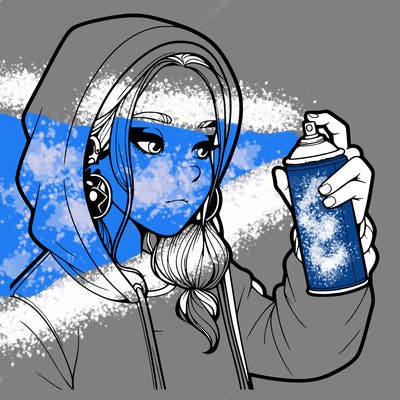 a realistic girl, spray painting