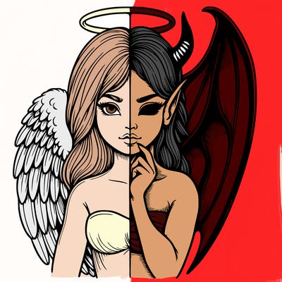 realistic angel half demon