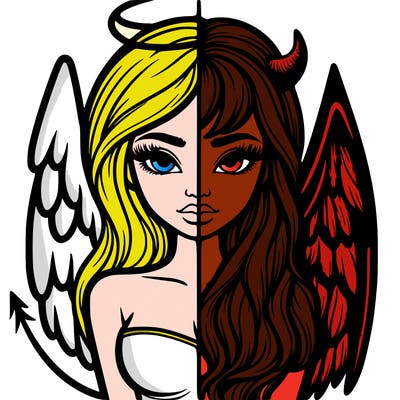 realistic angel half devil