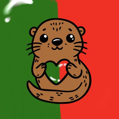 otter with a heart