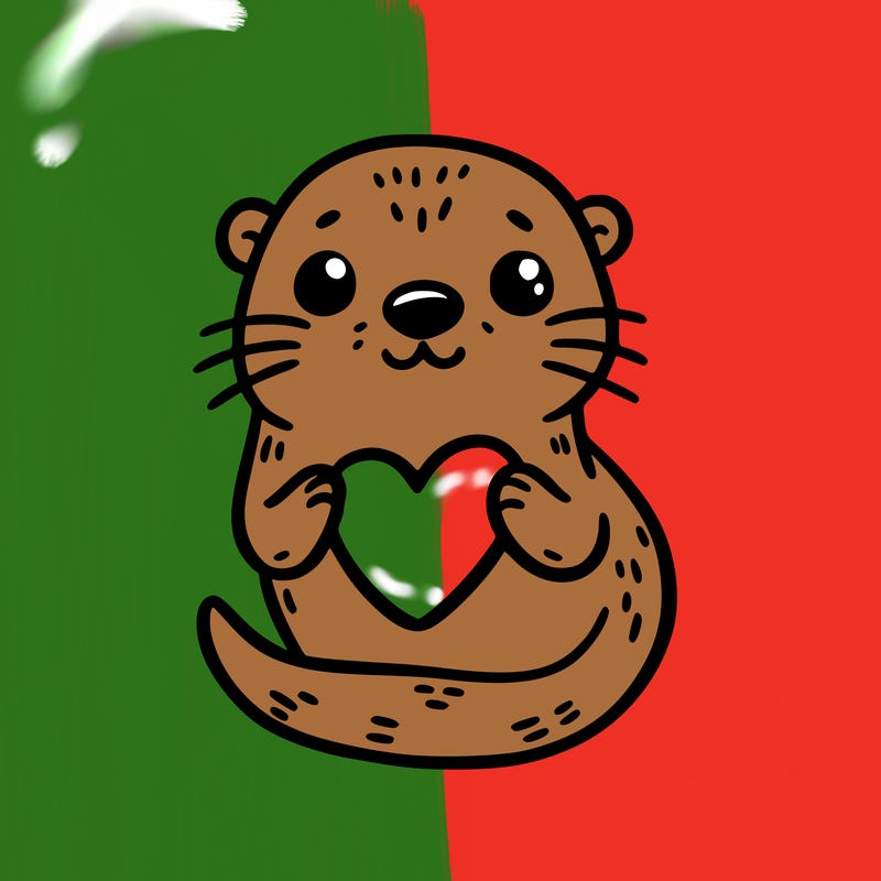 otter with a heart