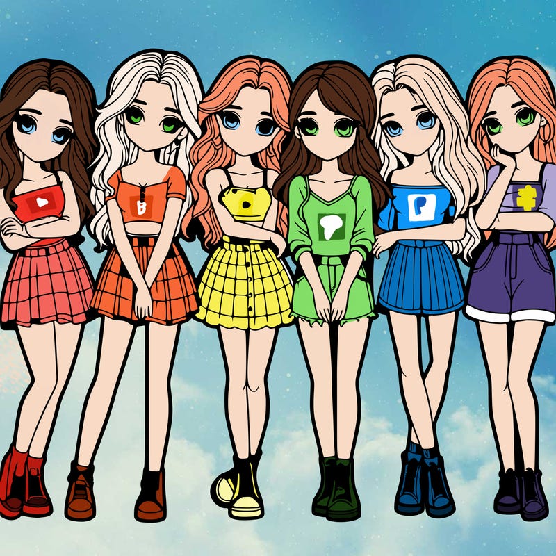 a group of girls realistic