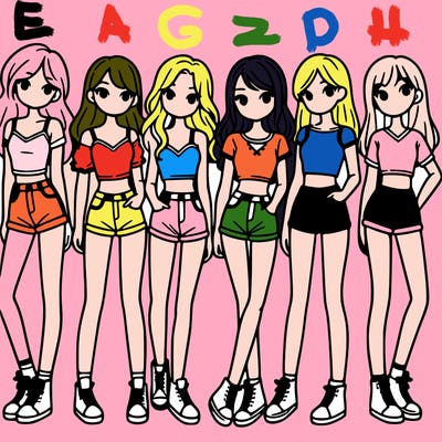 a group of girls wearing crop tops and shorts