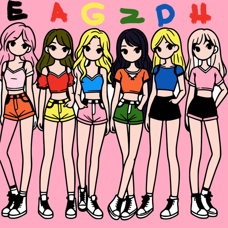 a group of girls wearing crop tops and shorts
