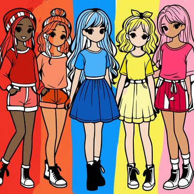 a group of five girls