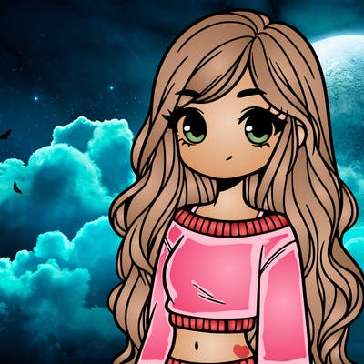 girl with long hair and a crop top with a sweater