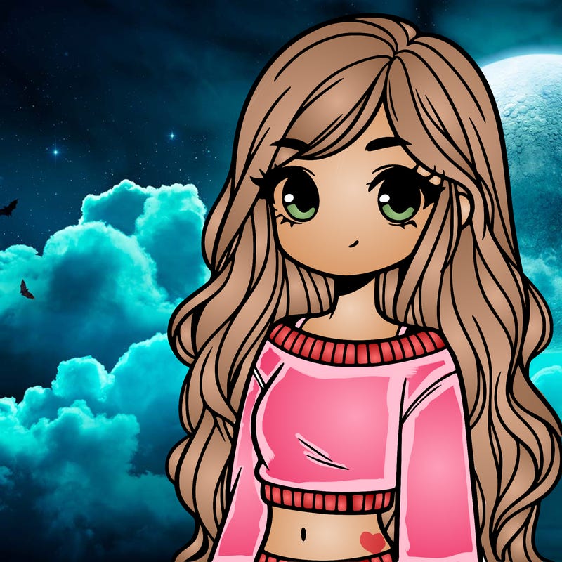 girl with long hair and a crop top with a sweater