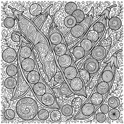 Dive into a world of intricate detail with this stunning adult coloring page featuring green beans and peas. Perfect for experienced colorists seeking mindful relaxation and a creative challenge.