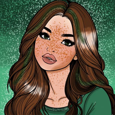 realistic girl with hair on her hair and lips