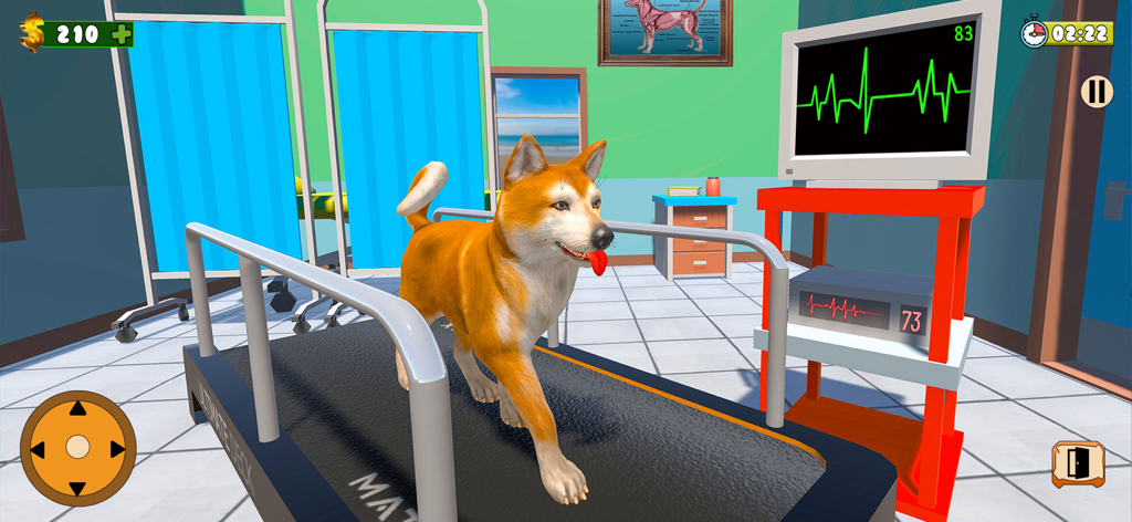 Pet Dog Simulator - Pet Vet - Shiba Inu dog on a treadmill in a pet vet simulator game