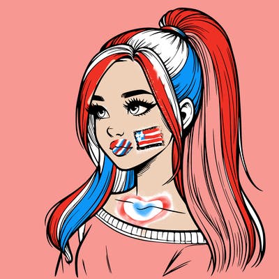 realistic girl with a high ponytail