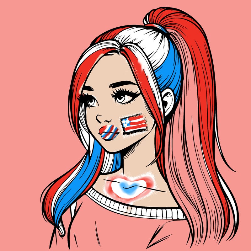 realistic girl with a high ponytail