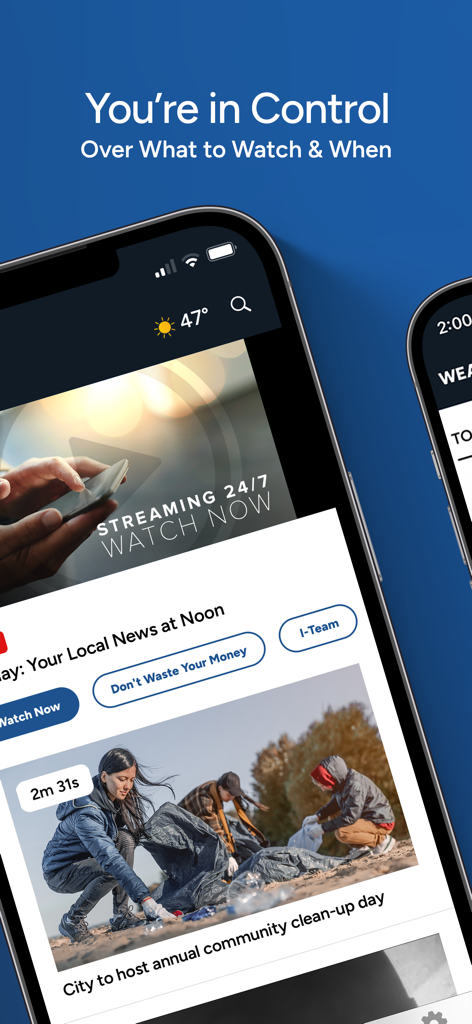 7 WKBW News Buffalo - A screenshot of the 7 WKBW News Buffalo mobile app interface highlighting its 24/7 live streaming video and local community news stories.