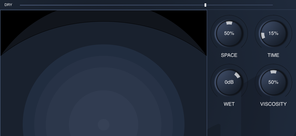 ab vortEx X - Interface of the ab vortEx X app showing controls for space time and viscosity