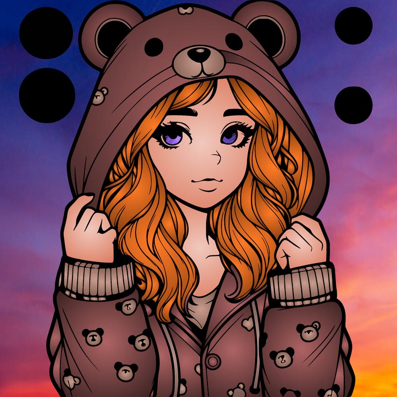 realistic girl in a animal pjs hoodie