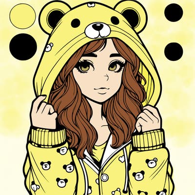 realistic girl in a animal pjs hoodie