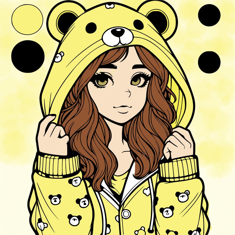 realistic girl in a animal pjs hoodie
