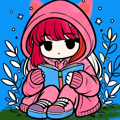 girl in oversized hoodie reading a book