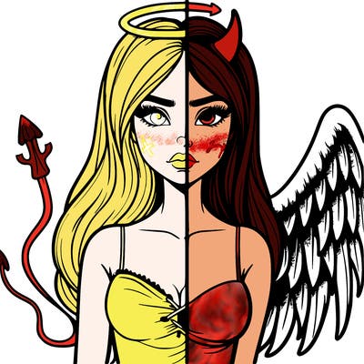 devil vs angel realistic girl