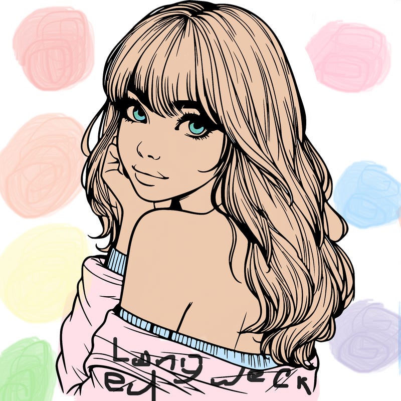 realistic girl with bangs looking over her shoulder