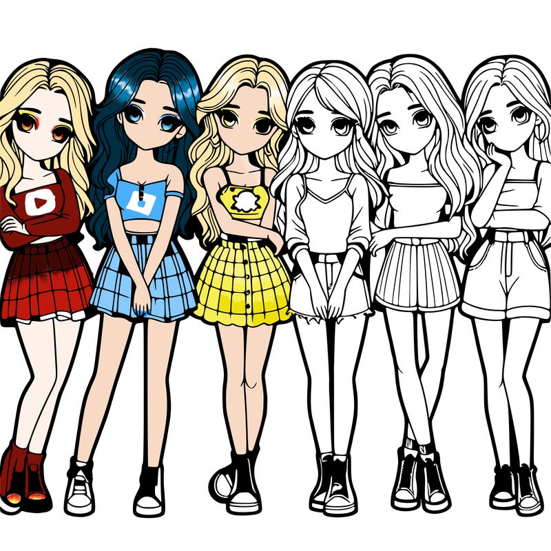 a group of girls realistic