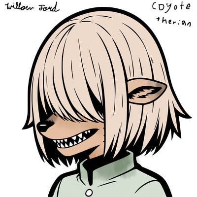 sharp teeth deer man with bob haircut