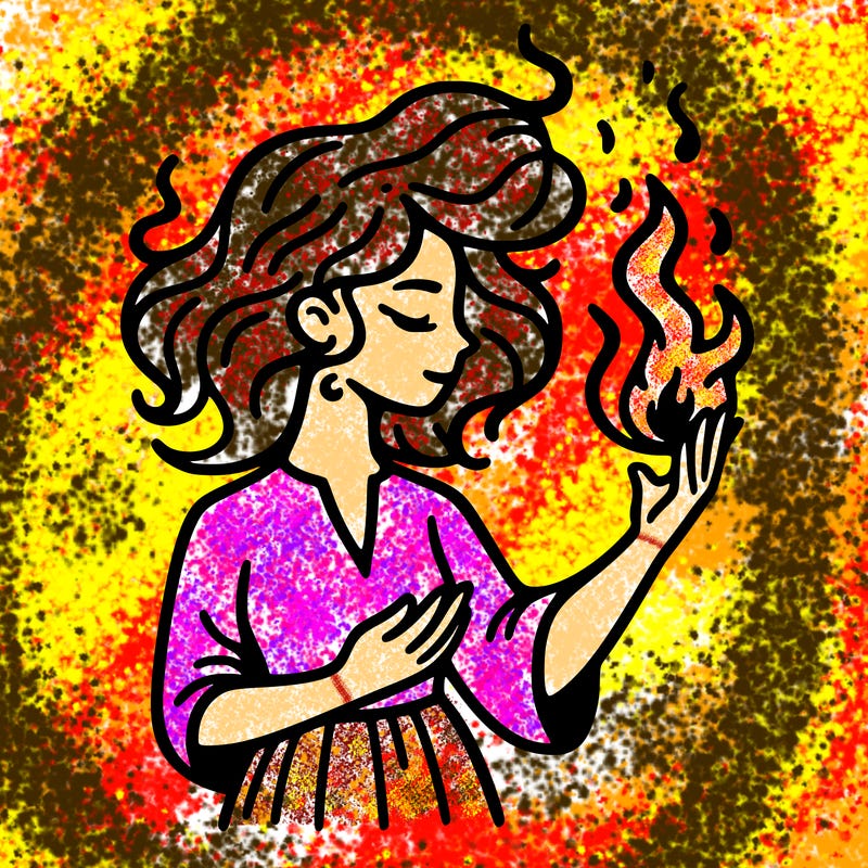 woman with fire