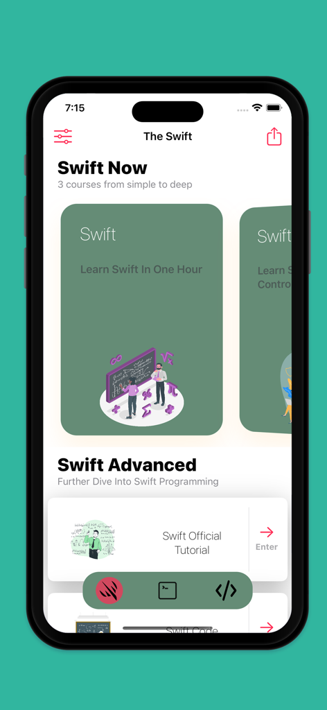 Leaflet for Swift&Algorithm - Startbildschirm der Leaflet-App mit Swift- und SwiftUI-Programmierkursen