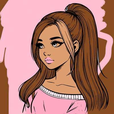 realistic girl with a high ponytail