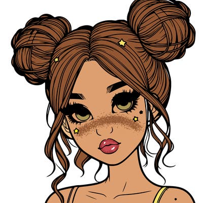 realistic girl with space buns